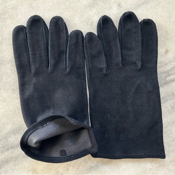 Suede leather black gloves men’s unisex unlined NWOT - Picture 3 of 5